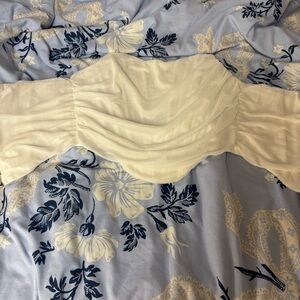 White chiffon zip up corset with boning